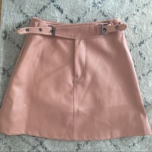 LF blush faux leather skirt